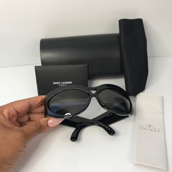 💯 New Authentic SAINT LAURENT Black SL 73 SunglassesCat-eye acetate-frame - Picture 12 of 13